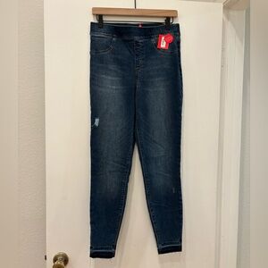 NWT Spanx Women's distressed denim leggings medium washed Jeans size large
